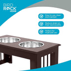 INTERNET'S BEST Traditional Elevated Pet Feeder - Raised Dog Food and Water Stand with Stainless Steel Bowls - Adjustable for Small to Medium Breeds - Pet Feeding Station - Espresso - Small