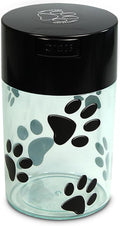 Pawvac 1 to 6 Ounces Container, Airtight Pet Food and Treats Storage Jar - Patented Vacuum Seal Container for Pet Food, Treats and other Dry Goods - Clear with Paws