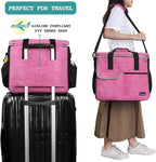 PetAmi Dog Travel Bag Organizer, Pet Travel Kit with 2 Food Containers & 2 Collapsible Dog Bowls, Pet Supplies Tote with Luggage Sleeve, Weekend Road Trip Camping Essentials, Pink, Large