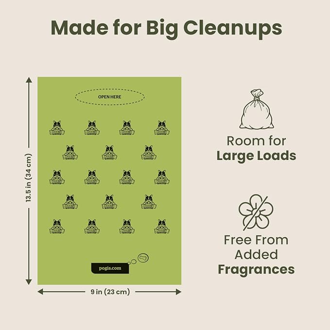 Pogi's Poop Bags – Large, Leak-Proof Dog Waste Bags for Yard or Home Use, Unscented (Single Roll, 500-Count)