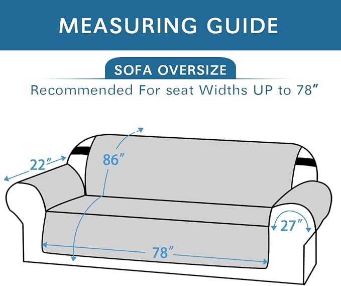 H.VERSAILTEX Reversible Couch Cover Sofa Cover for 3 Cushion Couch Water Resistant Dog Couch Protector Furniture Cover for Pet Non Slip Sofa Couch Cover with Elastic Strap(Oversized Sofa, Black/Grey)
