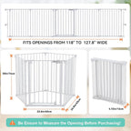 COMOMY 127.8" Extra Wide Baby Gate, Dog Gate for House Stairs Doorways | Auto Close Pet Gate with Door Walk Through, 5 Metal Panels, Hardware Mounted Baby Fence Indoor Outdoor(30" Tall,White)