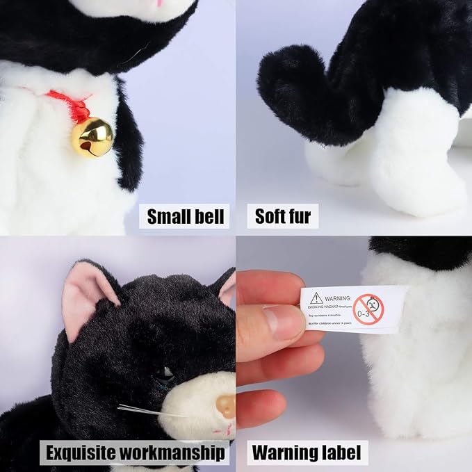 Smalody Interactive Mechanical Robot Cat Sound Control Plush Toy Black