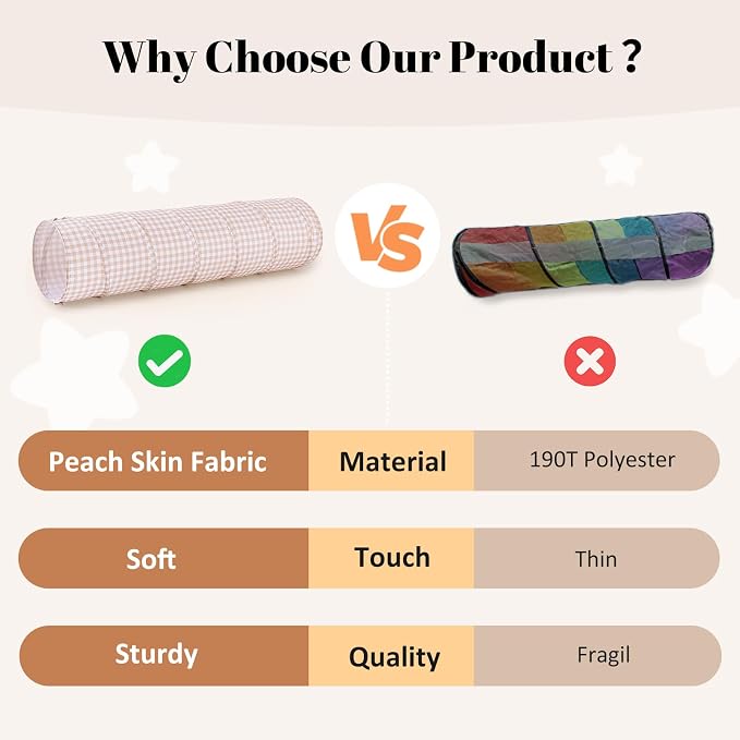 Tunnel Toys for Toddlers: Pop Up Kids Play Tunnel with Carry Bag - Collapsible Peachskin Fabric Tunnel for Baby Indoor & Outdoor - Sensory Activity Gift for Boys Girls Pet Puppy Dog