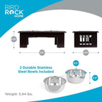 INTERNET'S BEST Traditional Elevated Pet Feeder - Raised Dog Food and Water Stand with Stainless Steel Bowls - Adjustable for Small to Medium Breeds - Pet Feeding Station - Espresso - Small
