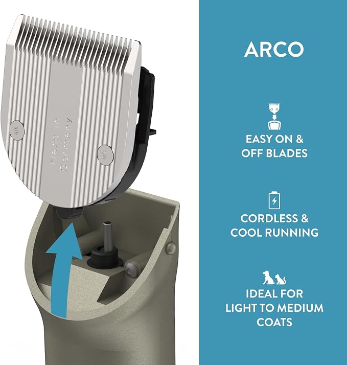 Wahl Professional Animal Arco Cordless Clipper Kit, 8786-452, Champagne | Professional-Grade Pet Clippers for Grooming, 5-in-1 Fine Adjustable Blade, Perfect for Cats and Small to Medium-Sized Dogs