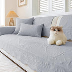 Leaf Floral Cotton Quilted Dog Couch Cover for Sofa Farmhouse Rustic Embroidered Sectional Couch Cover Soft Anti-Slip Sofa Slipcover Furniture Protector for Kids, Pets (Grey,43"x82")