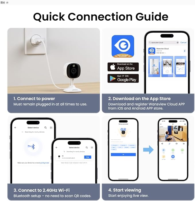 AOQEE 2K Security Camera for Indoor/Outdoor, Color Nigth Vision, C1 3Pack | Plug-in Cameras for Home Security with Siren, AI Detection, Instant Motion Alert, White Light, 24/7 TF Card & Cloud Recording