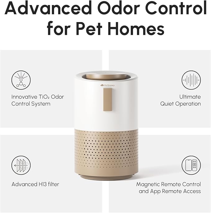 Pet Air Purifier for Cats and Dogs, H13 HEPA Air Purifier with TiO2 Filtration for Pet Hair, Litter Box Odor & Dander, Quiet Smart Air Cleaner for Home, Covers Up to 540 Sq Ft