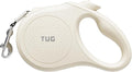 TUG Quest Retractable Dog Leash | 360° Tangle-Free Retraction | 16 ft Strong Nylon Tape (Small, Cream)