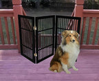 Urnporium Pet Dog Gate Freestanding, Strong Durable Folding Wooden Fence, Portable Acacia Hardwood Safety Barrier for Indoor & Outdoor Use (Black Pet Gate, 3 Panel 30" Tall)