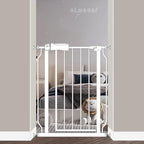 Fairy Baby 27 Inch to 29 Inch Wide Narrow Baby Gates for Small Doorways | Auto Close Double-Lock Safety Gates Pressure Mounted for Stairs Hallway Walk Through Kids or Pets, One-Hand Operation, White