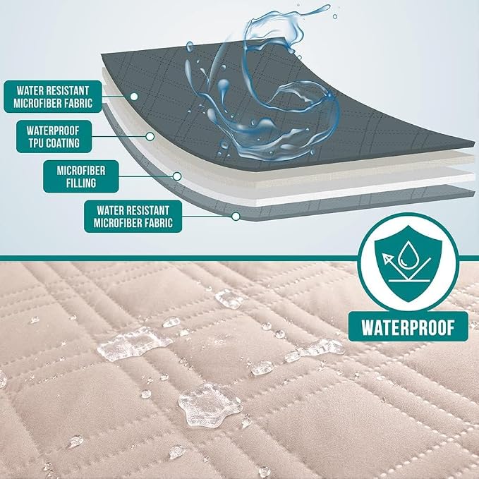 PetAmi Waterproof Couch Cover for Dog Nonslip Bed Sofa Blanket 102x82 Beige