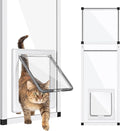 Vertical Cat Door for Window,31"-42" Adjustable Height,1-Min Install | 4 Locking Modes,Aluminum Frame,HD Glass,Magnetic Closure,Weatherproof Pet Door Window Insert for Cats