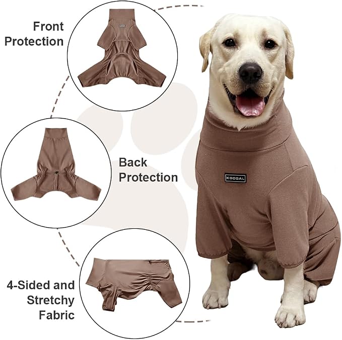 Dog Pyjamas PJS Sweater Clothes and Home Clothing Suitable for Medium to Large Breeds of Dogs, Dog Neutering Suits, Extra-Large Stretch Fabric, Four-Legged Clothe(Thickened Coffee, XL)