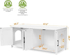 Homhedy 47.2”L Cat Litter Box Enclosure for 2 Cats, White | Wooden Litter Box Furniture Hidden with Double Room, Cat Washroom, Cat House, Dog-Proof, TV Stand,Farmhouse Style