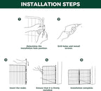 FXW Rollick Dog Playpen Wall Connection Set for Indoor and Yard, 50 Inch 8 Panels for Large Dogs with 4 Fence-to-Wall Anchors, Black | Patented