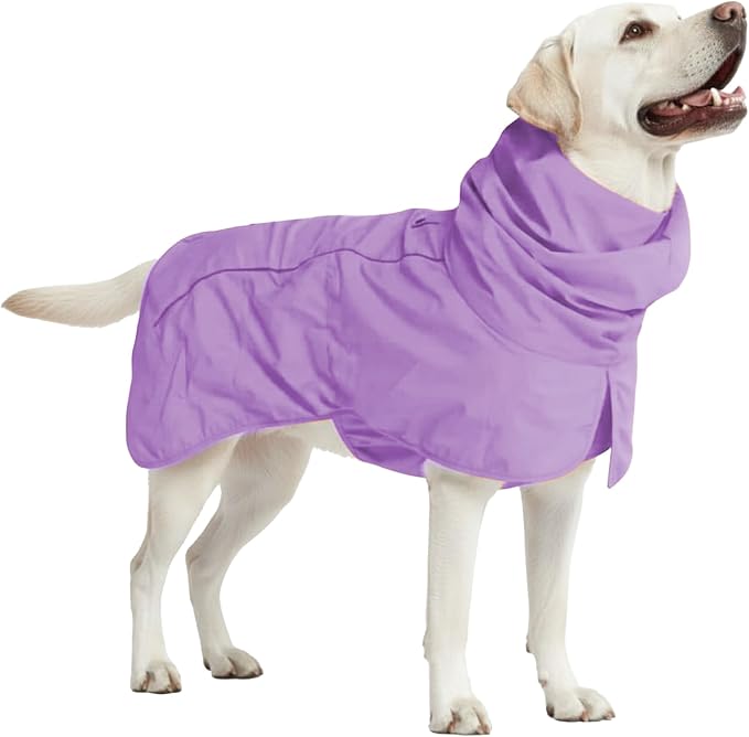 Spark Paws Dog Raincoat, Waterproof Windproof Rain Jacket, for Small Medium Large Extra Large Dogs, Reflective Breathable Full-Body Coverage Dry Suit - Purple - 3XL