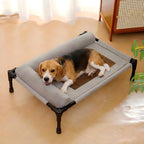 Elevated Dog Bed with Breathable Mesh Hammock, Heavy Duty Steel Frame Raised Indoor Outdoor Dog Bed for Large Cats, Medium & Small Dogs, 25.98"x17.72" Up to 140lbs, Gray