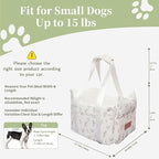 Center Console Dog Car Seat for Small Dogs (Off White) | 5 to 15 lbs, Pet Travel Booster Seat with Safety Leash, Detachable Seat Belt, and Storage Pockets