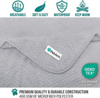 PetAmi Waterproof Dog Blanket, Leakproof Puppy Blanket, 29x40 Light Gray | For Small Medium Pets, Furniture Sofa Couch Cover Protector, Fleece Throw Indoor Cat Kitten, Reversible Washable Soft Plush