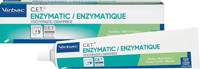 C.E.T. Enzymatic Toothpaste for Dogs and Cats, Vanilla Mint, 2.5oz | Plaque and tartar control for fresh breath, pet dental care toothpaste, Dual enzyme system, vanilla mint flavored toothpaste