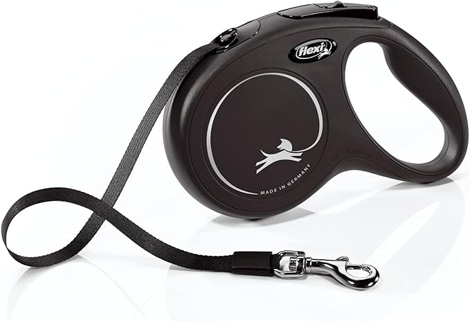 FLEXI® Classic Tape Retractable Dog Leash, Medium, 16 ft - Black | German engineered, original flexi leash, durable quality for dogs up to 55 lbs, tangle-free, walking, reliable brake system