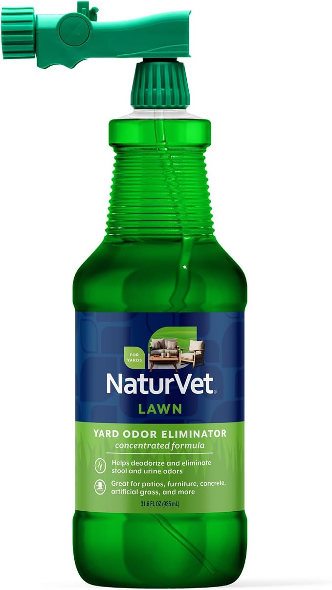 NaturVet Yard Odor Eliminator for Outdoor Dog Odors- 32 oz | Yard Odor Eliminator for Dogs - Designed for use on Grass, Plants, Patios, Gravel, Concrete & More, Ready-to-Use with Nozzle