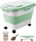 20-23Lbs Dog Food Storage Container Airtight,Collapsible Dog Food Container | Pet Food Storage with Double Airtight Seal & Magnetic Lid,Cat Food Container with Wheels for Easy Moving,Small Jar,Scoop