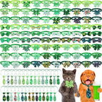 120 Pcs St. Patrick's Day Dog Bow Tie Collar Set Includes 60 Green Irish Bow Ties for Dogs Dog Grooming Bowtie 30 Dog Neckties 30 Large Bow Tie Collar Pet Holiday Accessories for Dog Cat (Shamrock) by Talltalk