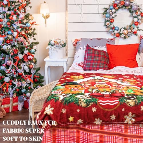 Breling Gingerbread Man Christmas Flannel Throw Blanket Warm 60"x50" - Image 6