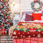 Breling Gingerbread Man Christmas Flannel Throw Blanket Warm 60"x50" - Image 6
