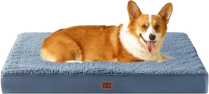 EHEYCIGA Orthopedic Dog Bed Large with Removable Washable Cover,35x23 | Egg Crate Foam Support,Durable Oxford fabric,Non-Slip Bottom,Machine Washable,Soft Waterproof Plush Pet Bed Mat For Crate