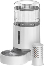 CZPET Automatic 5L Filter Dog and Cat Water Dispenser (White) | Gravity Waterer with Stainless Steel Bowl, Large Capacity and Drinking Area Noise-Free for Pets