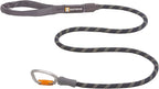 Ruffwear, Knot‑a‑Leash, Climbing‑Inspired Rope Leash, 5 ft Reflective Rope, Secure Auto‑Locking Swivel Carabiner, Tubular Handle, Accessory Loop for Pick‑Up Bags, Obsidian Black, Large