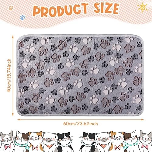 Tatuo 4 Pcs Fleece Dog Blanket for Puppy Cat, Gray, 24 x 16 in, Paw - Image 2