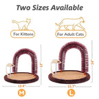 Large Cat Self Groomer, Heavy Scratching Pad with Mouse Toy | Easy To Clean, Enhanced Brush Holder, Large Size For All Cats, Durable Brush, Cat Face Scratchers, Cat Body Massager, Brown