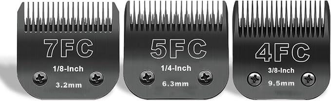 Black Detachable Dog Blades Set Compatible with Andis/Oster A5 Grooming | Compatible with wahl km10 dog clipper,Made of Stainless Steel Blade,Include 7FC+5FC+4FC,3 Pack