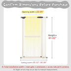 Lumizone 61.02" Extra Tall Pet Gate for Cat Dog 30.12"-38.38" Wide Cream | Extra Tall Cat Gate for Doorway Hallway Stairs Pressure Mounted 1.37" Gap No Drilling Auto-Close Dual-Lock
