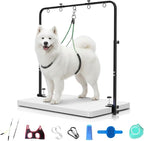 Dog Grooming Arm with Hammock – 42" Adjustable Dog Grooming Stand with Clamp for Table, Foldable Stainless Steel Grooming Arm with Dual Nooses, Ideal for Small and Large Dogs (Table Not Included)