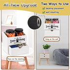 Pet Food Storage Container with Drawer, Wooden Dog Treat Container | White Pet Food Storage with 2 Plastic Dog Treat Jars for Dog and Cat, Dual Desk & Wall Mount Design