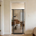 Lumizone Extra Tall Cat Gate 55.12" High 29.92"-34.24" Wide Pet Gate Black | Dog Gate for Doorway Hallway Stairs Pressure Mounted Extra Wide 1.37" Gap No Drilling Auto-Close One-Handed Operation