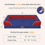 Comfort Expression Orthopedic Dog Bed for Extra Large Dogs with Bolster | Waterproof Dog Couch Bed with Washable Cover & Non-Slip Bottom, Supportive Egg Crate Foam XL Pet Bed, 45x35 Inch
