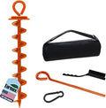 Eurmax USA Heavy Duty Dog Tie Out Stake, No-Tangle In Ground Anchor Runner for Large Dogs up to 210 Lbs - Perfect for Yard, Beach and Camping (Large,Orange)