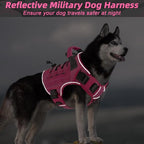 WINGOIN Pink Tactical Dog Harness for Large Dogs, Heavy Duty No Pull Dog Harness with Handle, Adjustable Reflective Military K9 Big Pet Vest for Husky, Doberman, Walking, Training, Hunting (XL) | Heavy Duty with Handle,Adjustable Reflective,Military K9...