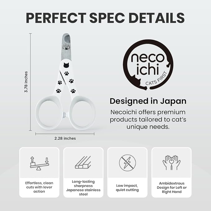 Necoichi Purrcision Stainless Steel Cat Nail Clipper, Made in Japan (White)