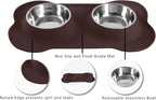 Hubulk Pet Dog Bowls 2 Stainless Steel Dog Bowl with No Spill Non-Skid Silicone Mat + Pet Food Scoop Water and Food Feeder Bowls for Feeding Small Medium Large Dogs Cats Puppies (X- Large, Chocolate)