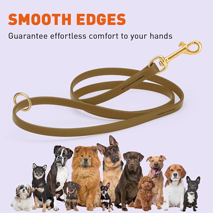 Viper Biothane K9 Working Dog Leash Waterproof Lead for Tracking Training Schutzhund Odor-Proof Long Line with Solid Brass Snap for Puppy Medium and Large Dogs 4ft, Coyote Brown