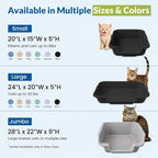 KittyGohere Senior Cat Litter Box Small with Scoop, 2 Pack Black | Open Top Low Entrance Kitty Litter Box With With Long-handle Jumbo Scoop, Lightweight & Durable Litters Box, Made in USA