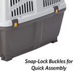 Skudo by MidWest 27-Inch Travel Carrier, Gray, Fits Pets up to 30 lbs | Hard-Sided Pet Carrier, Travel Crate with Handle, Ventilated Design, Locking Tabs, Easy Assembly